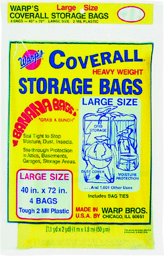 Warp's Banana Bags CB-40 Storage Bag, L, Plastic, Yellow, 40 in L, 72 in W, 2 mil Thick