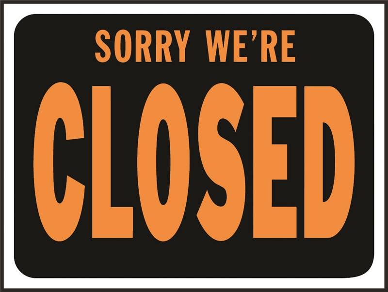 Sign Sorry We Are Closed Plast Case of 10