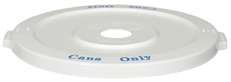 Huskee White Round Recycle Lid with Blue "Cans Only" Imprint Continental 3201-1 
