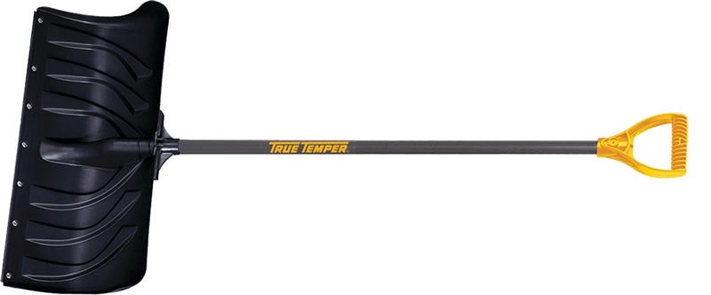 True Temper 1603500 Snow Pusher, 24-1/2 in W Blade, Polyethylene Blade,  Steel Handle, D-Shaped Handle, 38.3 in L Handle