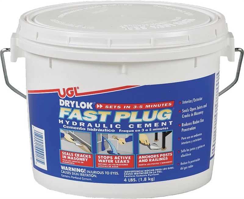 Drylok Fast Plug 00917 Hydraulic Cement, 4 lb, Gray, Powder, Solid