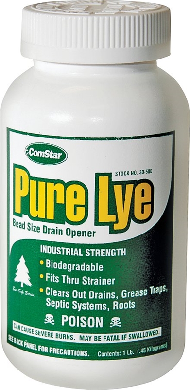 ComStar Pure Lye | 99% Pure Sodium Hydroxide Beads | Eco-Friendly,  Industrial Strength, Biodegradable Drain Opener | Safe on Fixtures |  Static-Free