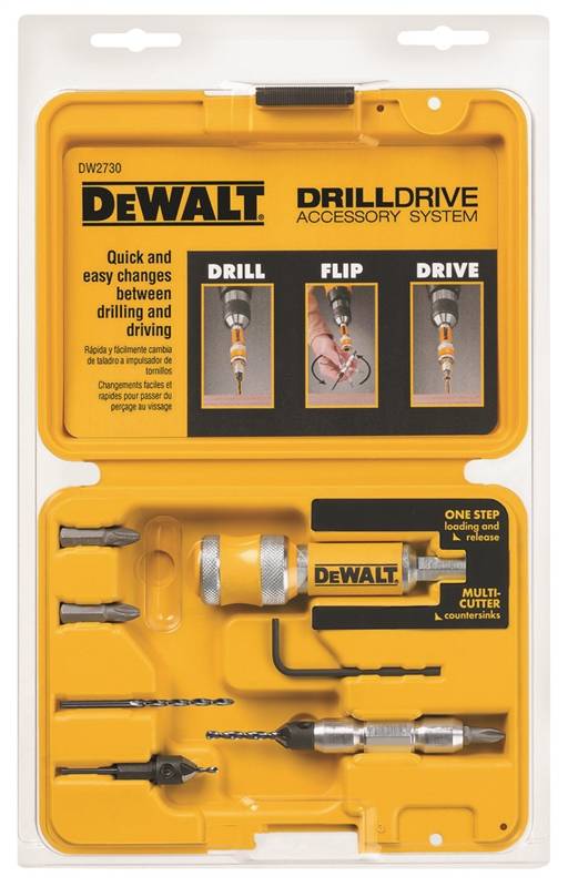 DeWALT DW2730 Drill Drive Set, 8-Piece, Steel, Black Oxide