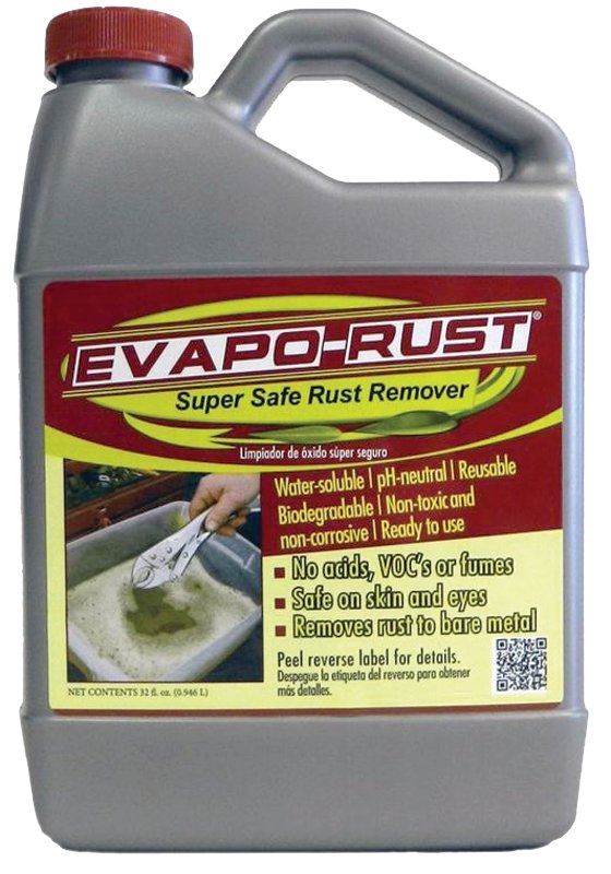 Evapo-Rust ER004 Super Safe Rust Remover, 1 qt, Clear to Bright Yellow,  Liquid