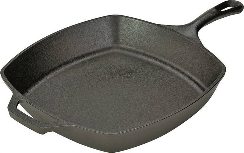 Lodge 12 in. Cast Iron Grill Pan in Black with Dual Handles L10GPL