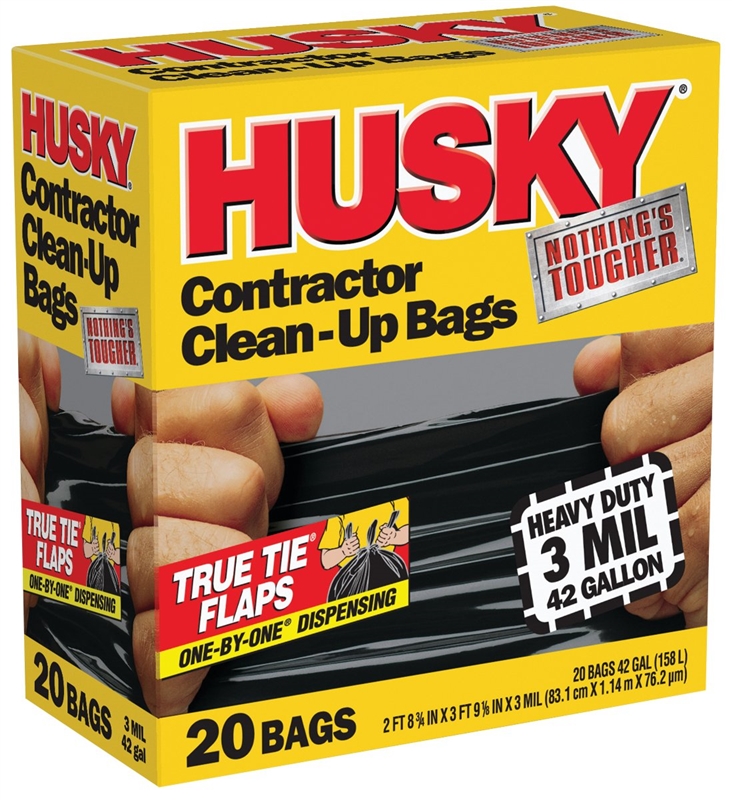 Husky HK33DS042B Drawstring Kitchen Trash Bag, 33 Gallon