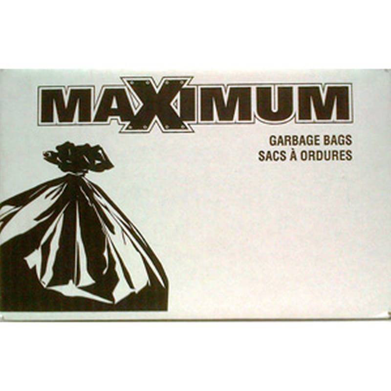 MAXIMUM 31422 Outdoor Garbage Bag, 121 L Capacity, LLDPE, Black
