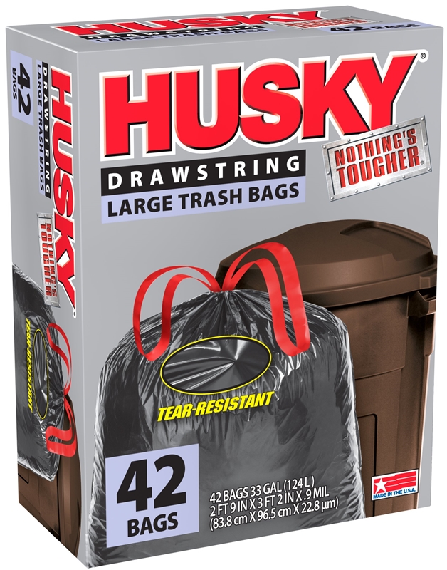 Husky HC42WC032C Contractor Clean-Up Trash Bag, 42 Gallon