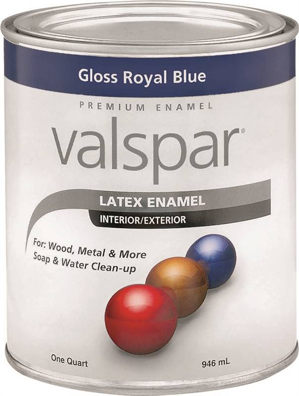 Valspar 65000 Premium Latex Enamel Paint, 1 qt, 400 sqft/gal, Royal Blue