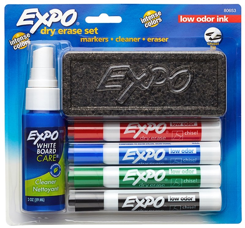 Sanford 80653 Dry Erase Marker Starter Set, Chisel Tip, Low-Odor Ink