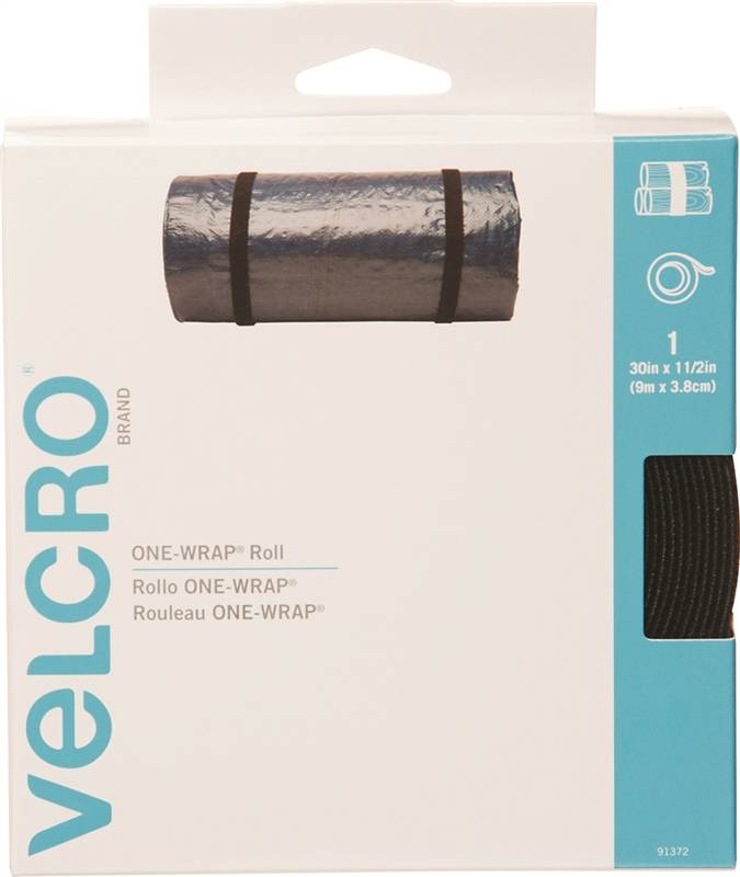 VELCRO Brand One Wrap 90924 Fastener, 1/2 in W, 8 in L, B