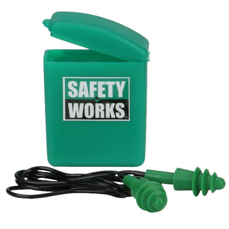 Safety Works SWX00353 Reusable Corded Rubber Ear Plugs – NRR 23dB Hearing Protection (1 Pair)