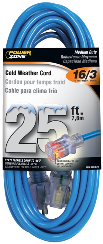 Prime Glacier Flex® Extreme Cold Weather Extension Cord - 25ft