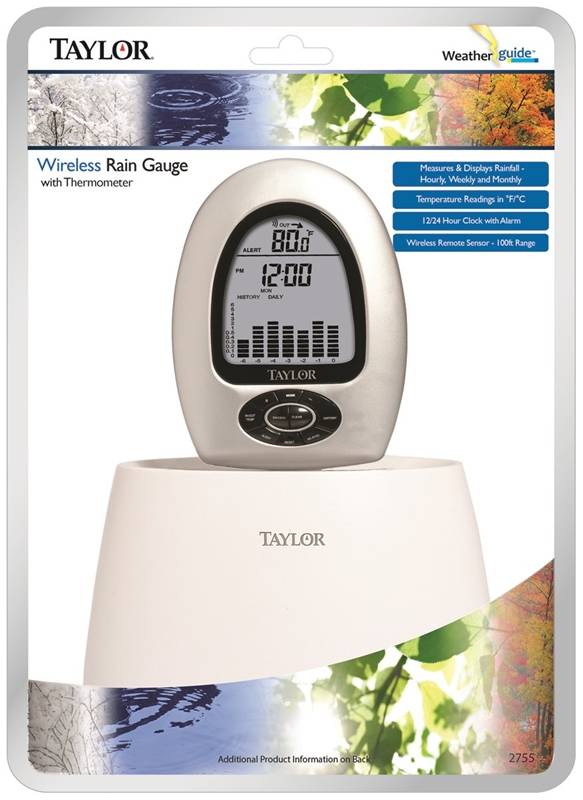 Taylor 2755 Digital Wireless Rain Gauge & Thermometer 
