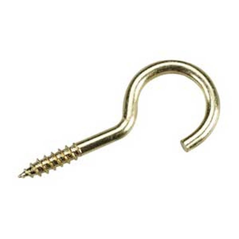 Onward 267BR Screw Hook with Lag Thread, 2-9/16 in L, Steel, Brass
