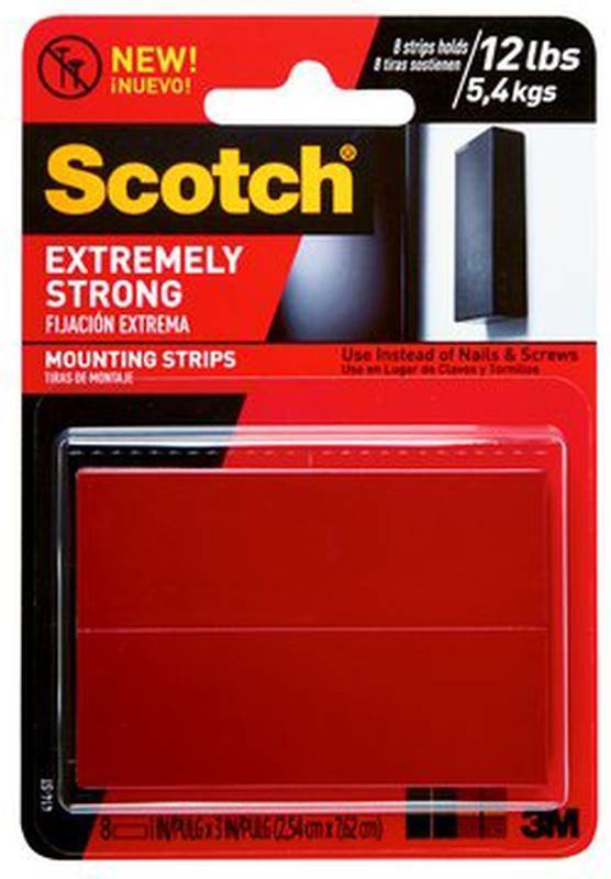 Scotch-Mount 414H-ST Extreme Mounting Strip, 3 in L, 1 in W, Closed ...