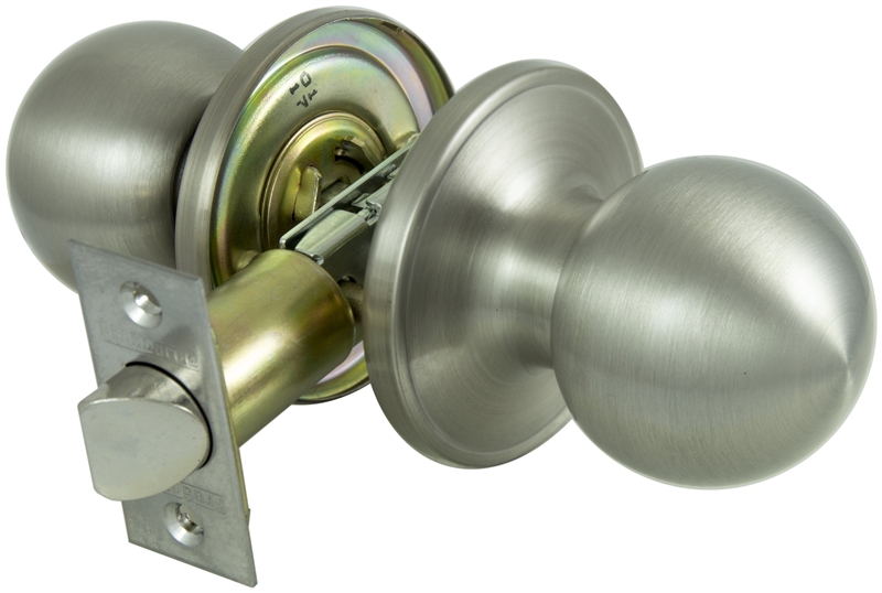 ProSource T3P30V-PS Passage Door Lockset, Knob Handle, Metal, Satin Nickel,  2-3/8 to 2-3/4 in Backset, 44 x 57 mm Strike