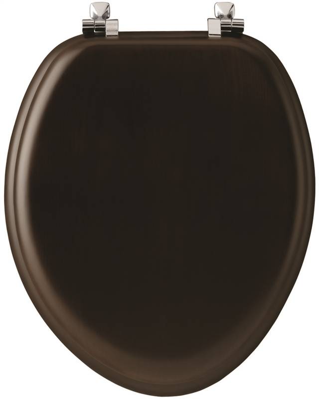 Mayfair 122EC-000 Elongated Molded Wood Toilet Seat w/Chrome Hinge White Shell 