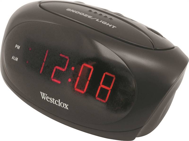 Westclox 70044A Electric Alarm Clock Black 0.6 In Digital Red? LED Display 