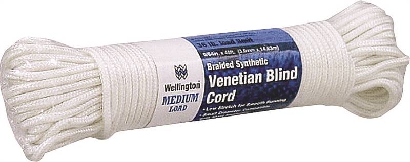 Dia x 48 ft Wellington  9/64 in L Braided  Nylon  Venetian Blind Cord  White 