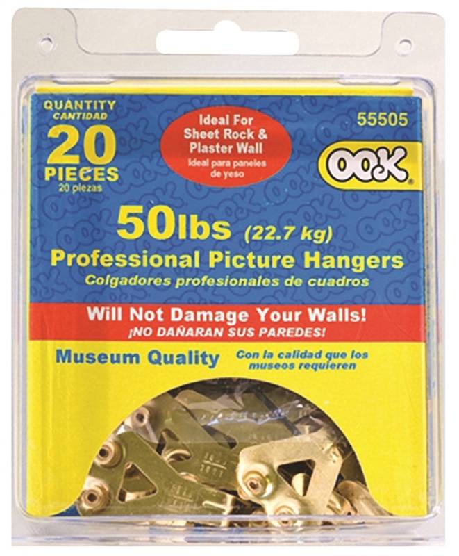 OOK 55075 Brass-Plated Steel Professional Picture Hanging Set 50 lbs Capacity 