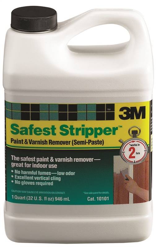 Safest Stripper 10101 Paint and Varnish Remover, 1 qt, Off-White, Liquid.