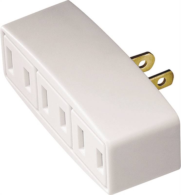 White Cooper Wiring 1482W-BOX Three Outlet Cube Tap Adapter 