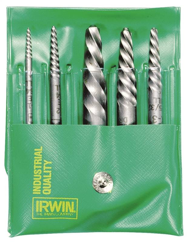 10-Piece Irwin Industrial Tools 11117 Pouched Spiral Flute Screw Extractors with Cobalt Drill Bits Set 