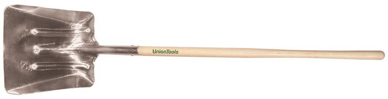 Union Tools 80100 General Purpose Scoop, 14-1/2 in L x 13-1/2 in W,  Aluminum Blade, Stained North American Ash Handle