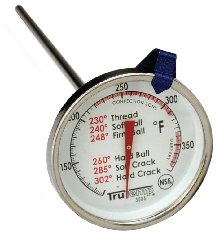 TruTemp 3505 Candy and Deep Fryer Kitchen Thermometer, 2 in Dial, 100 - 380  deg F, Stainless Steel
