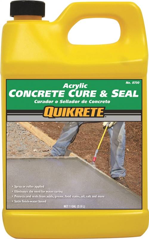 Quikrete 873003 Acrylic Concrete Sealer, 1 gal, Bottle, Satin, Milky