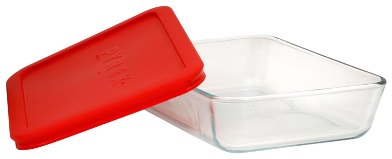 Pyrex 1075428 Food Storage Container with Lid, 4 cup Capacity, Glass, 6 in  Dia, 2-3/4 in H