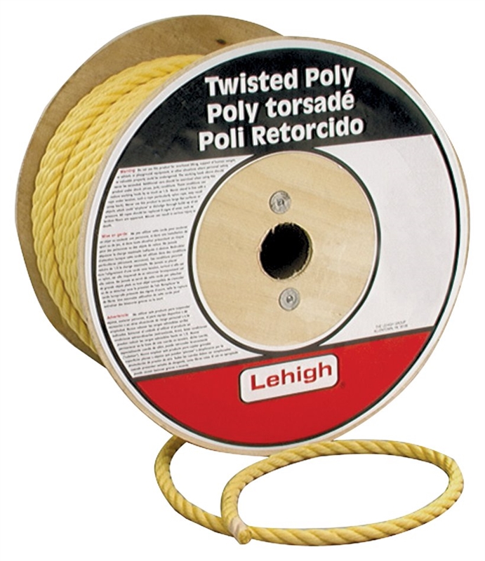 Evans Cordage Co. Polypropylene Wellington 10810/27-303 Hollow Braided Mono-Filament Rope 1/4 in Dia x 1000 ft L Yellow T.W 81 lb 