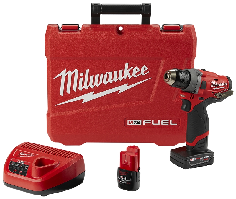 Milwaukee 2503-22 Drill/Driver Kit, Battery Included, 12 V, 2, Ah, 1/2 in  Chuck, Keyless Chuck