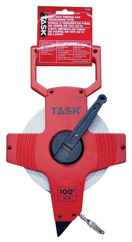 Task Ts730 Long Open Reel Measuring Tape 100 Ft L X 1 In W