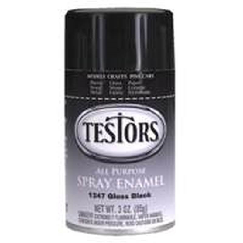 Testors 1247T Enamel Spray Paint, 3 oz Aerosol Can, Black
