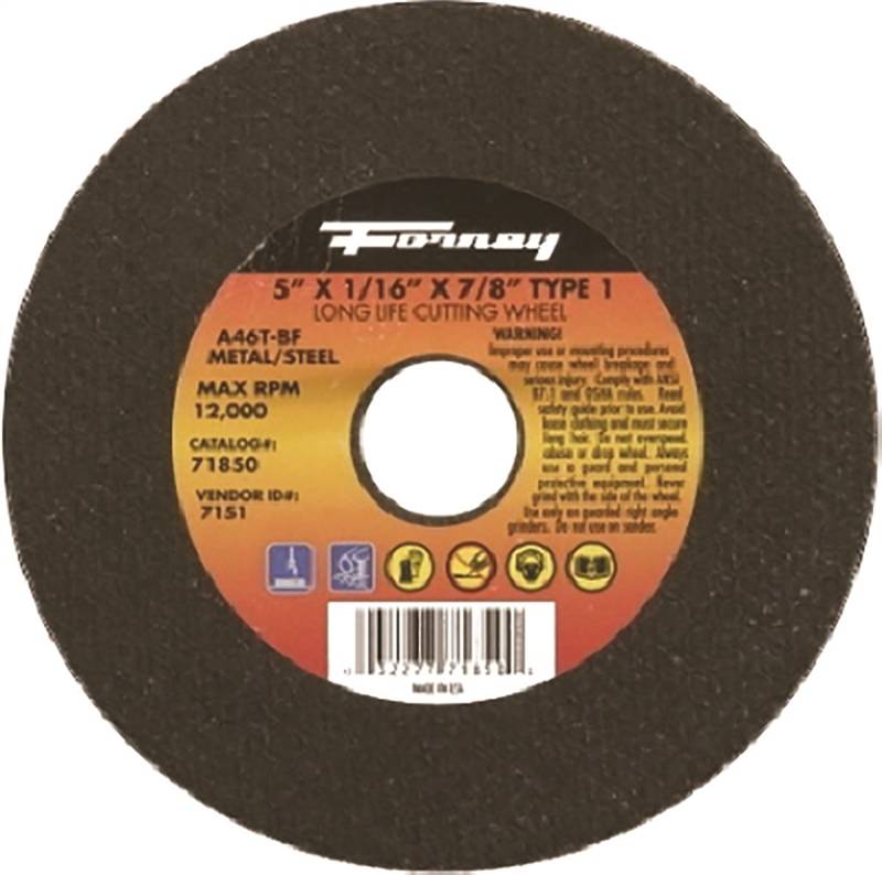 Type 1 Metal with 5/8-Inch Arbor Forney 72318 Cut-Off Wheel 7-Inch-by-1/16-Inch A46T-BF 