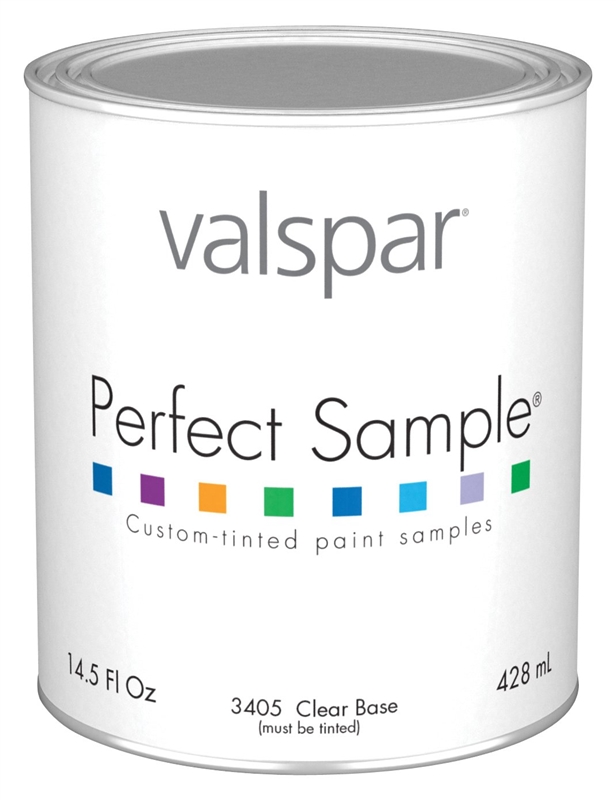 Valspar Perfect Sample 3400 Latex Paint, 1 pt, 400 sq-ft/gal, Clear Base.
