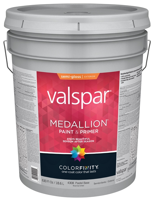 Valspar Medallion 100% Acrylic Paint & Primer Semi-Gloss Exterior House  Paint, Pastel Base, 1 Qt.