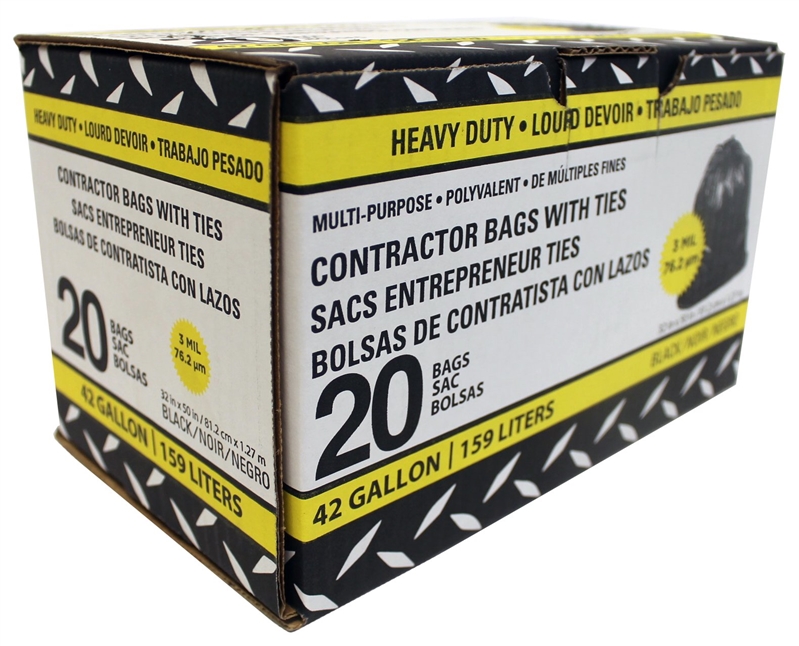 Aluf Plastics OWD334830C Contractor Trash Bag, Gallon, Box Of 20 