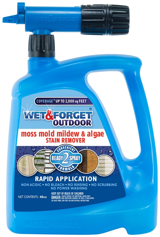WET & FORGET 805048 Stain Remover, 48 oz, Liquid, Clear Yellow
