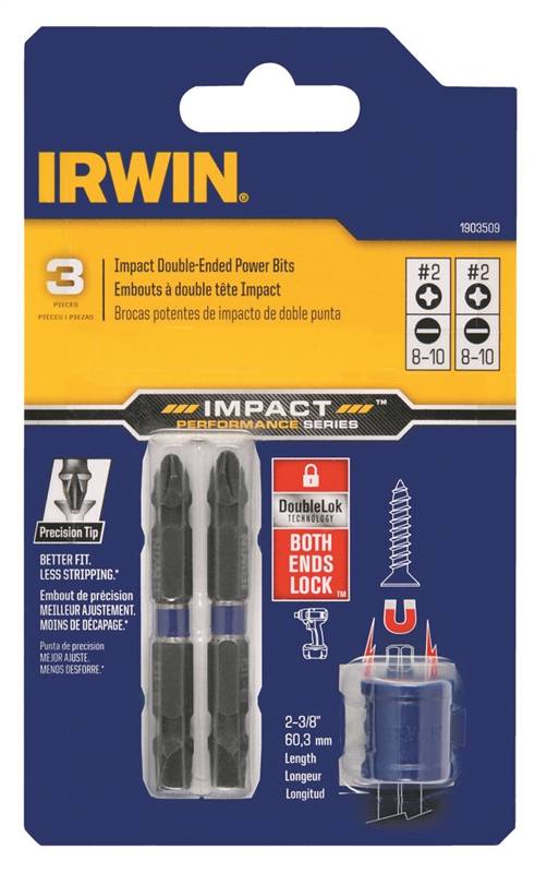 2-Pack IRWIN Tools 1892014 Impact Performance Series Double-Ended Screwdriver Power Bit with 2 3/8-Length 