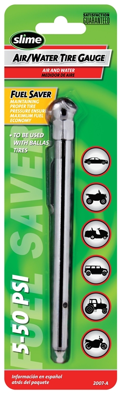 Slime 2007-A Air and Water Pencil Tire Gauge 5-50 PSI 