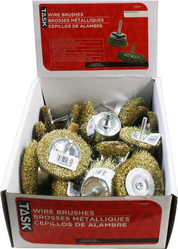 Task T22630 Wire Wheel and Cup Brush Kit, 1/4 in Arbor/Shank, Steel Bristle