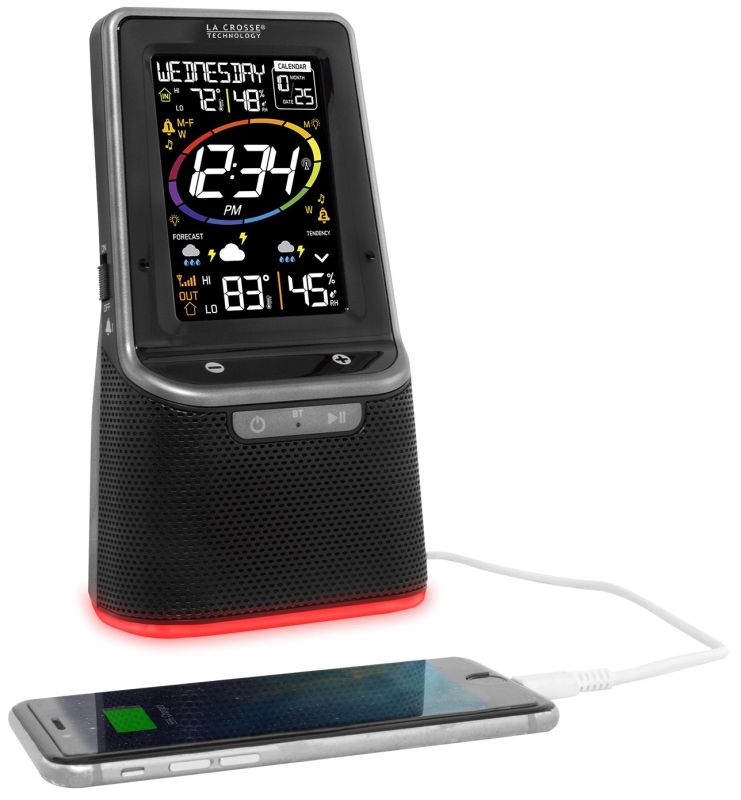 La Crosse S87078 Weather Station with Bluetooth Speaker, Battery, -40 to 140 deg F, 10 to 99 % Humidity Range