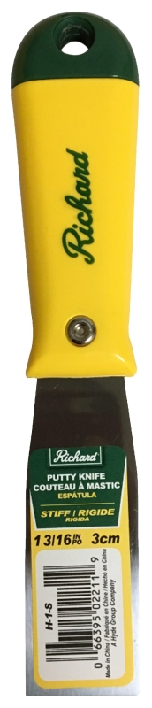 Hyde H-1-S 1-3/16 Putty Knife with Handle, 1-3/16 in W Blade, Carbon Steel Blade, Polypropylene Handle