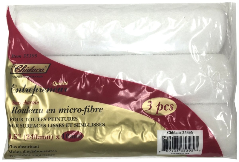 Chidaca 35395 Paint Roller Cover Set, 10 mm Thick Nap, 240 mm L, Microfiber Cover
