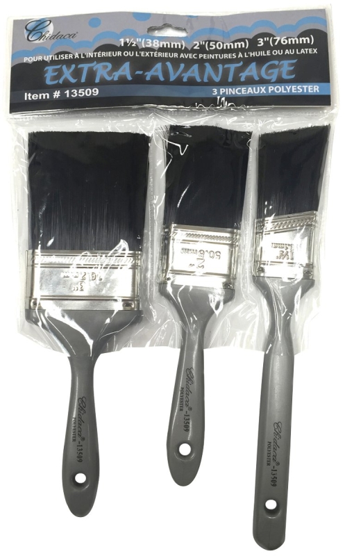 Chidaca 13509 Paint Brush Set, Angular, 3-Brush