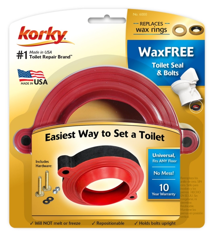 Korky 6000BP Toilet Seal Kit, Foam/Rubber, Red, For: 3 in and 4 in Drain Pipes