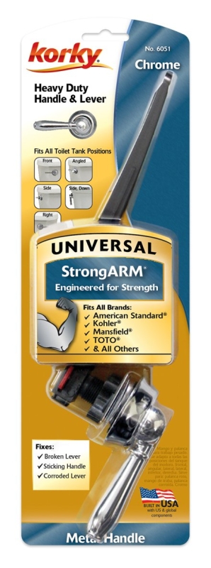 Korky 6051BP Handle and Lever, Plastic, Chrome, For: American Standard, Kohler, Toto and Others Brands